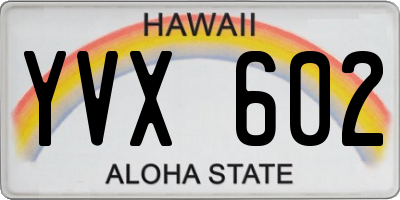 HI license plate YVX602