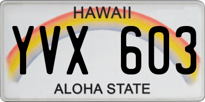 HI license plate YVX603