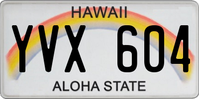 HI license plate YVX604