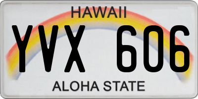 HI license plate YVX606