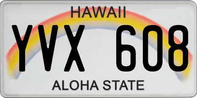 HI license plate YVX608