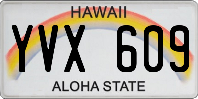 HI license plate YVX609