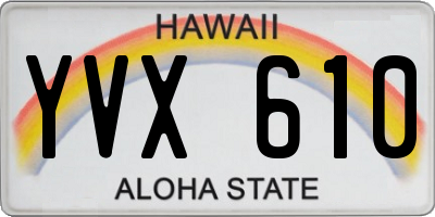 HI license plate YVX610