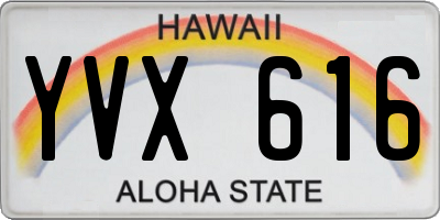 HI license plate YVX616