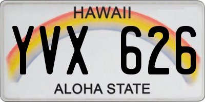 HI license plate YVX626