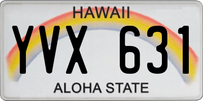 HI license plate YVX631