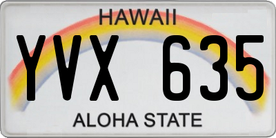 HI license plate YVX635