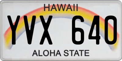 HI license plate YVX640