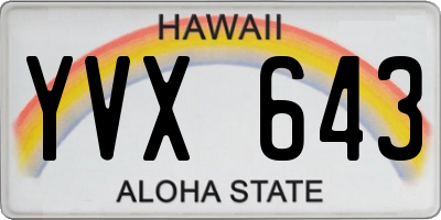 HI license plate YVX643