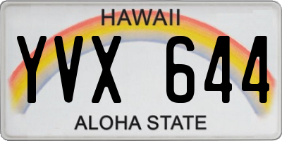 HI license plate YVX644