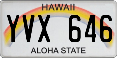 HI license plate YVX646