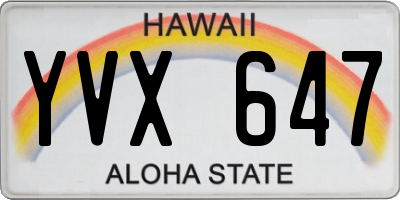 HI license plate YVX647
