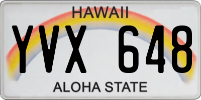 HI license plate YVX648