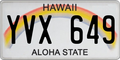 HI license plate YVX649