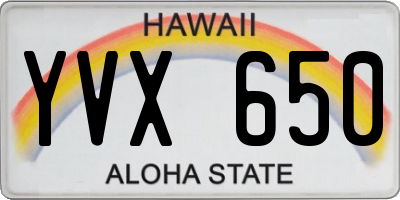 HI license plate YVX650