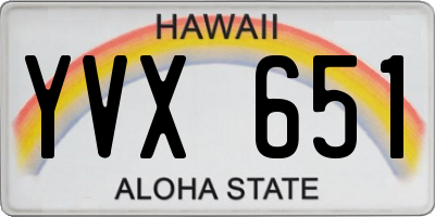 HI license plate YVX651