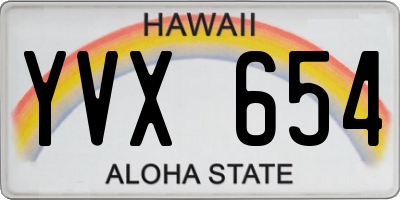 HI license plate YVX654