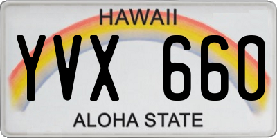 HI license plate YVX660