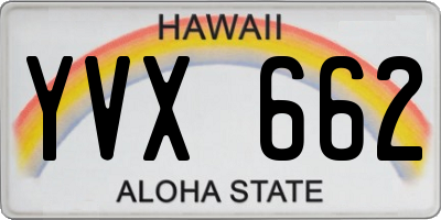HI license plate YVX662