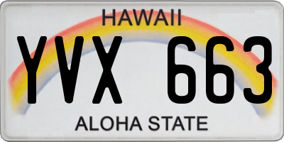 HI license plate YVX663