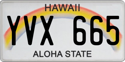 HI license plate YVX665