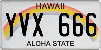 HI license plate YVX666