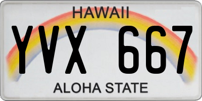 HI license plate YVX667