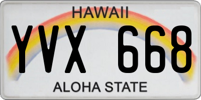 HI license plate YVX668