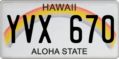 HI license plate YVX670
