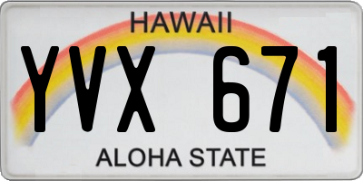 HI license plate YVX671