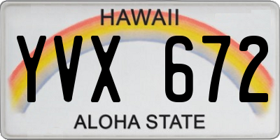 HI license plate YVX672