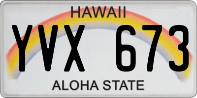 HI license plate YVX673