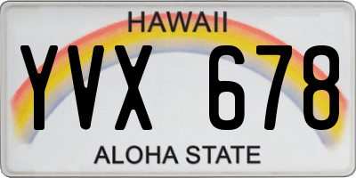 HI license plate YVX678