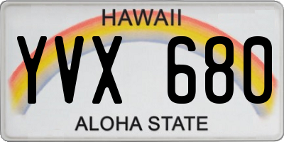 HI license plate YVX680