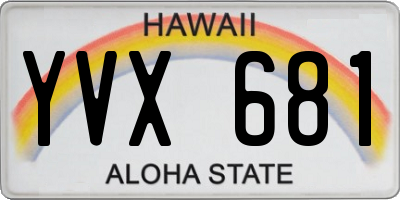 HI license plate YVX681