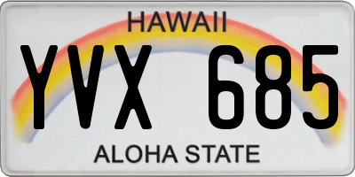 HI license plate YVX685