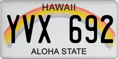 HI license plate YVX692