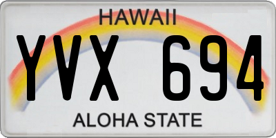 HI license plate YVX694