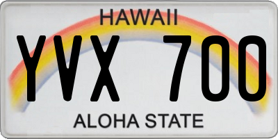 HI license plate YVX700