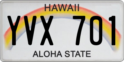 HI license plate YVX701