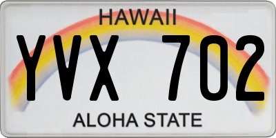 HI license plate YVX702