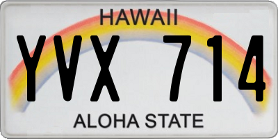 HI license plate YVX714