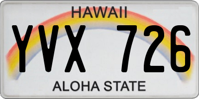 HI license plate YVX726