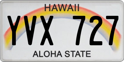 HI license plate YVX727