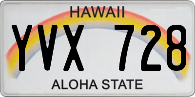 HI license plate YVX728