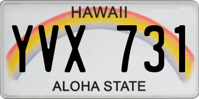 HI license plate YVX731
