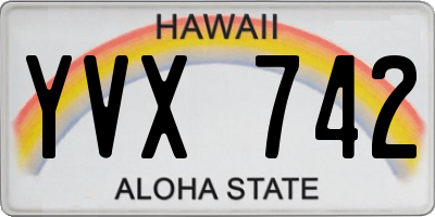 HI license plate YVX742