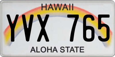 HI license plate YVX765