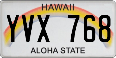 HI license plate YVX768