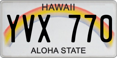 HI license plate YVX770